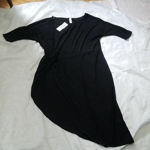 Find Me, Asymmetrical Twist Tie Tunic Black 2x NWT